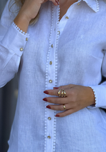 Carregar imagem no visualizador da galeria, CAMISETE FEMININO LINHO GUIPIR BRANCA