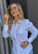 Carregar imagem no visualizador da galeria, CAMISETE FEMININO LINHO GUIPIR BRANCA
