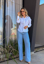 Carregar imagem no visualizador da galeria, CAMISETE FEMININO LINHO GUIPIR BRANCA