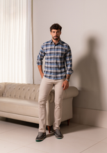 Carregar imagem no visualizador da galeria, CAMISA SLIM XADREZ FIO 60 M/L AZUL