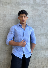 Carregar imagem no visualizador da galeria, CAMISA SLIM CHAMBRAY AZUL M/L
