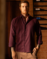 CAMISA SLIM MAQUINETADA FIO 80 M/L