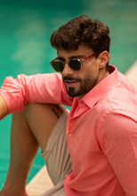 Carregar imagem no visualizador da galeria, CAMISA SLIM LISA LIOCEL / LINHO CORAL M/L
