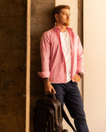 CAMISA SLIM XADREZ FIO 80 LIARA M/L ROSA