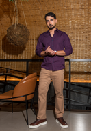 CAMISA SLIM XADREZ FIO 80 M/L FUCSIA