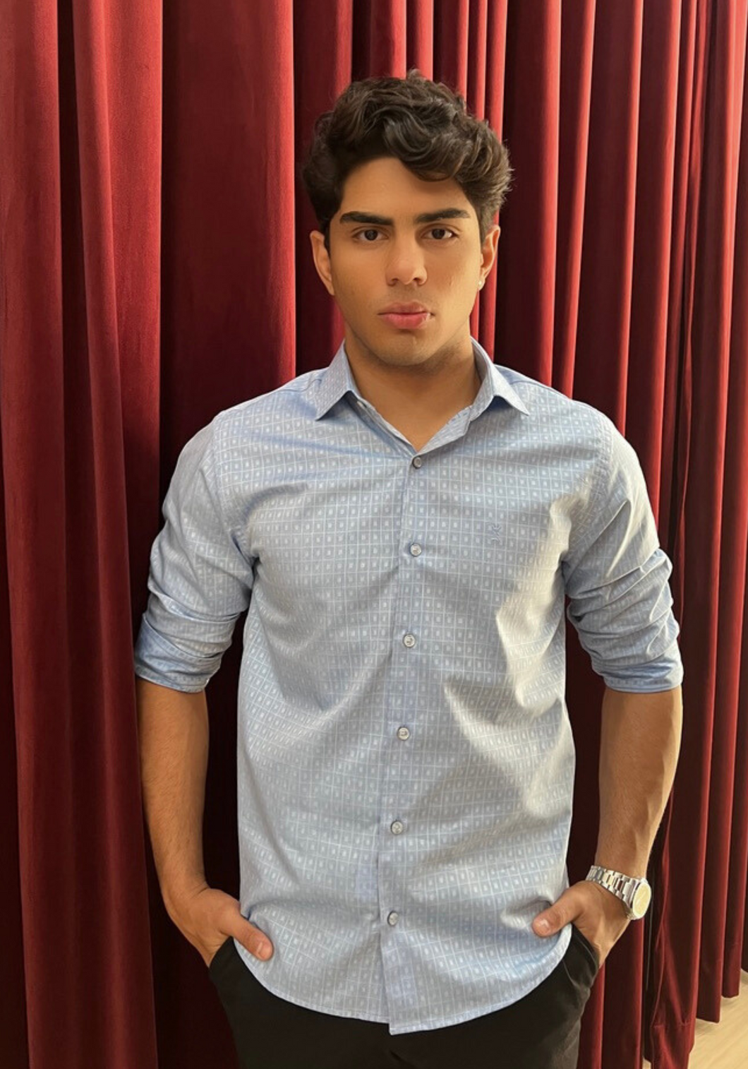 CAMISA SLIM ALGODÃO EGÍPCIO MAQUINETADO BRIEL M/L
