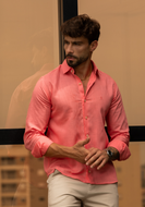 CAMISA SLIM LISA LIOCEL / LINHO CORAL M/L
