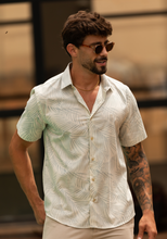 Carregar imagem no visualizador da galeria, CAMISA SLIM ESTAMPADA ALGODÃO COM LINHO M/C
